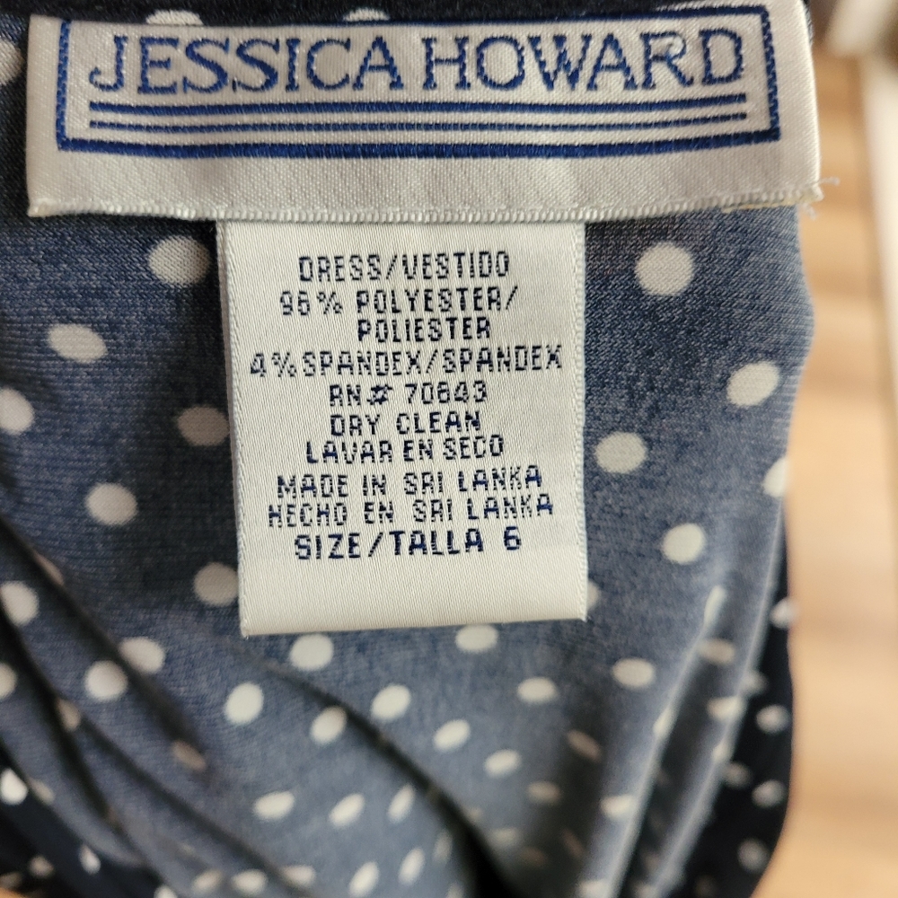 Polka dot dress Jessica Howard Vintage Navy Blue - Picture 15 of 15